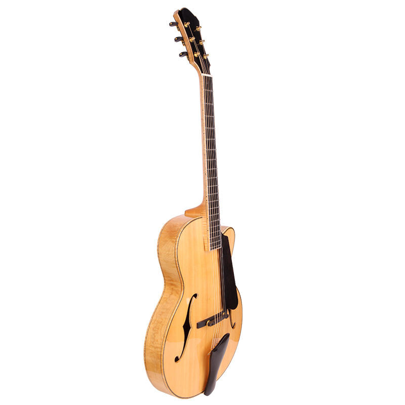 LANDTOM Customizable Handmade 15-Inch Maple Wood Jazz Guitar with Ebony Fingerboard Hollow Body Jazz Guitar
