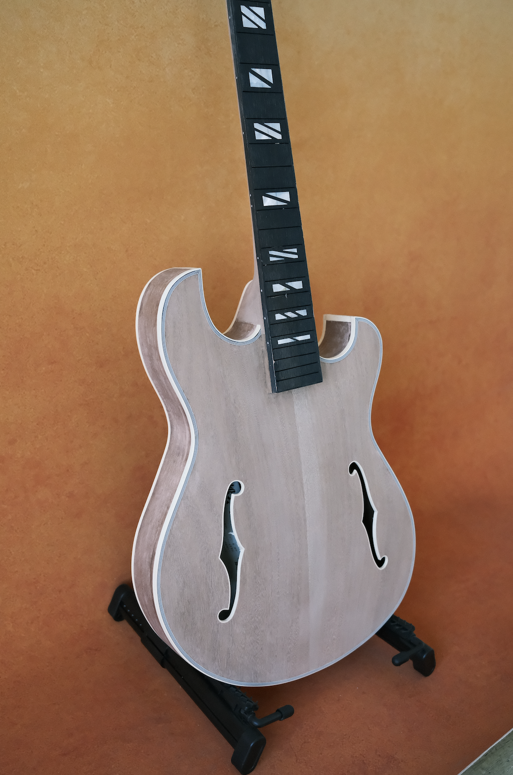 LANDTOM Customizable Semi-finished Electric Acoustic Jazz Guitar Hollow Body Solid Spruce Top Mahogany Body Ebony Fingerboard 6-String Luthier