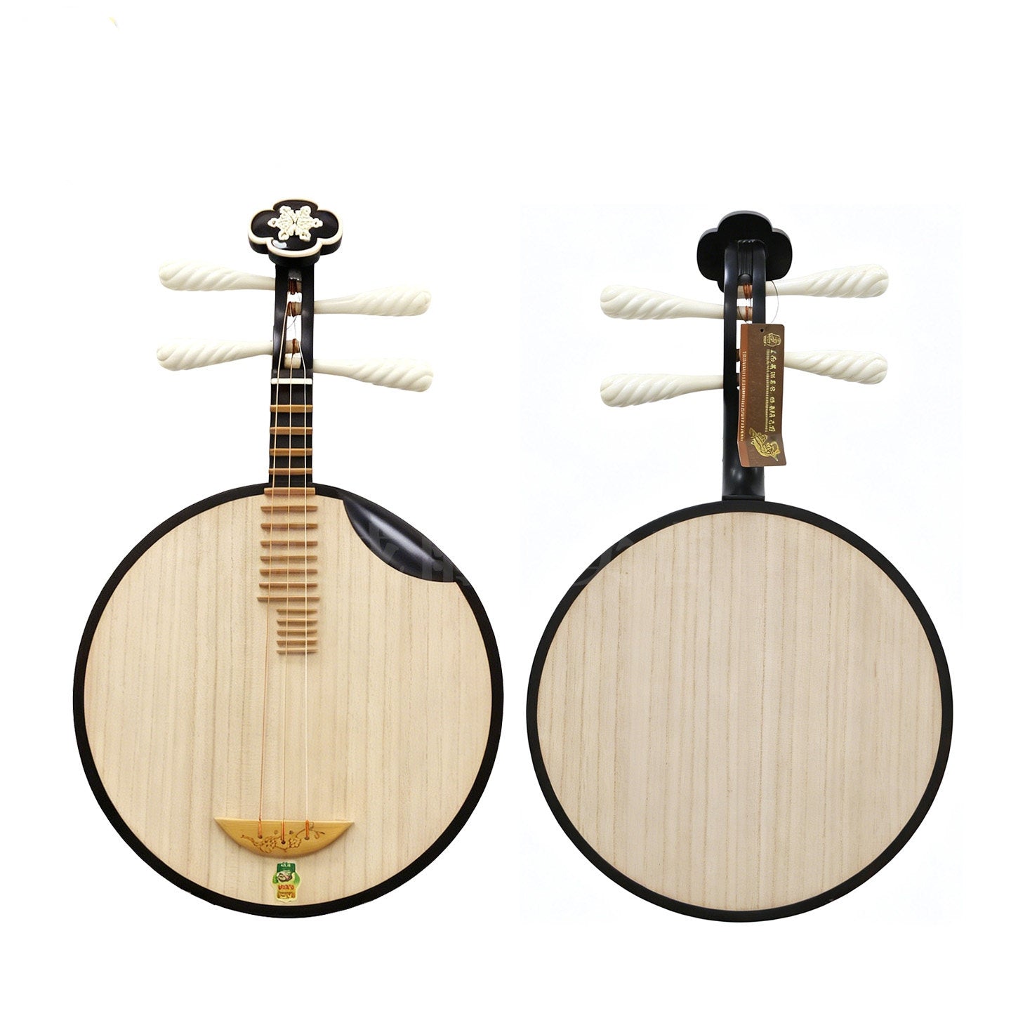 Dunhuang敦煌 656K Professional Ebony Yueqin, Paulownia Soundboard, Camel Bone Twisted Tuning Pegs, Xuemei Headstock, Folk & Peking Opera Chinese Moon Guitar
