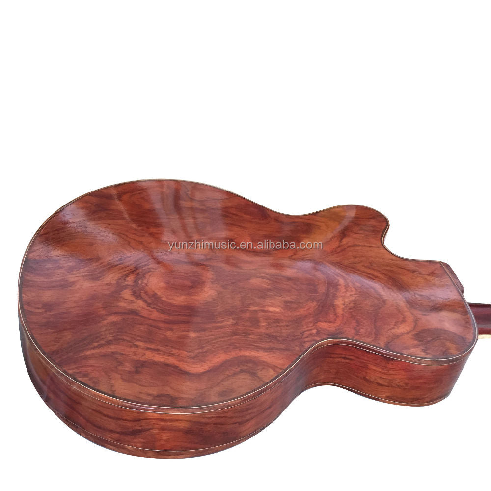 LANDTOM Customizable Handmade Solid Jacaranda Wood Archtop Electric Guitar with Maple Back/Side and Ebony Fingerboard Fully Handmade