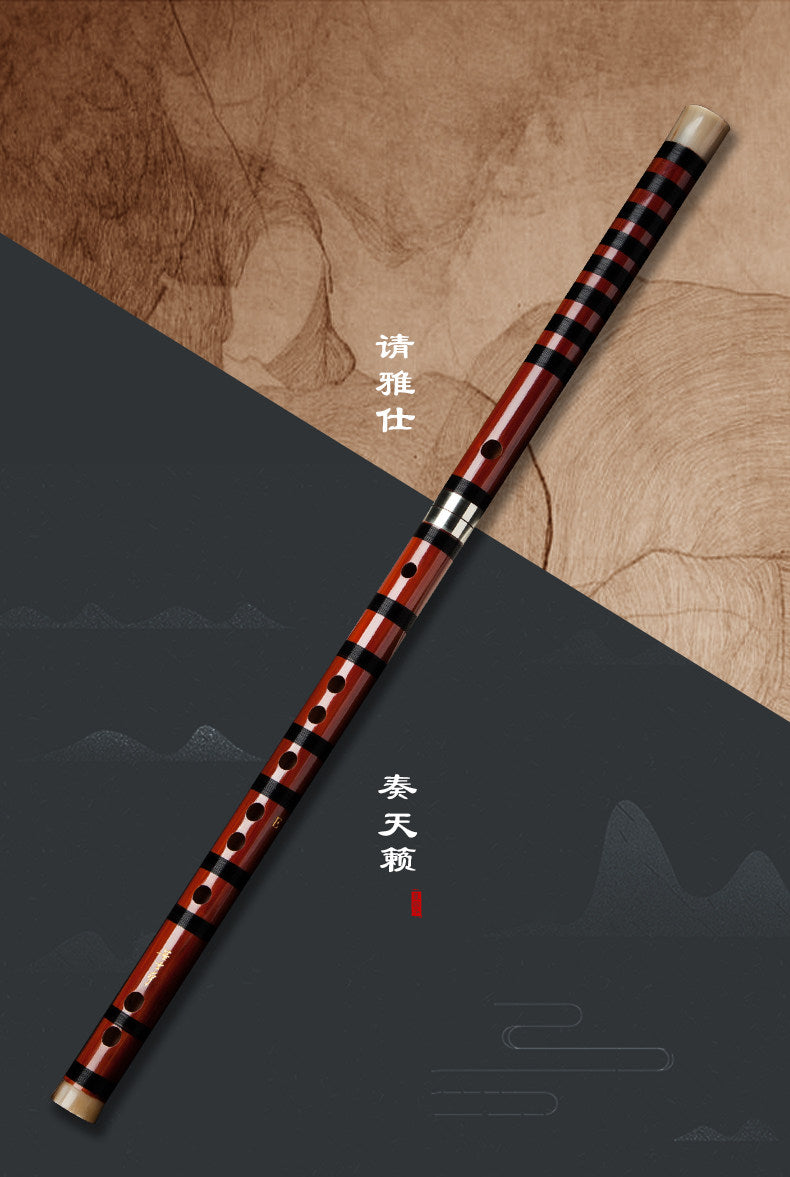 LANDTOM Selected Dong Xuehua Handcrafted Professional Bamboo Dizi Flute Premium Bitter Bamboo Performance Chinese Transverse Flute Collectible Musical Instrument
