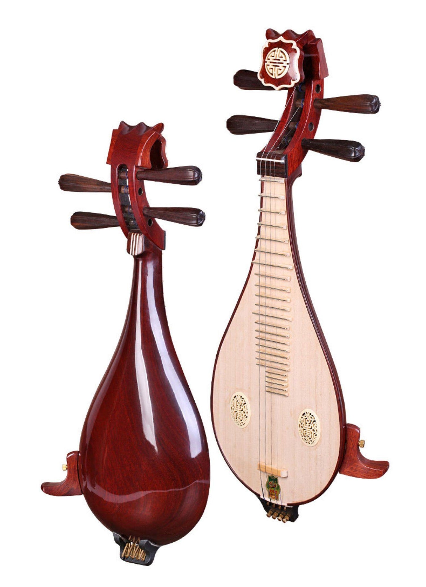 Dunhuang敦煌 651 Professional Liuqin Paulownia Soundboard, Dalbergia Rosewood Body & Aged Rosewood Six-Ridged Tuning Pegs, 4-String Chinese Mandolin for Performance & Examinations