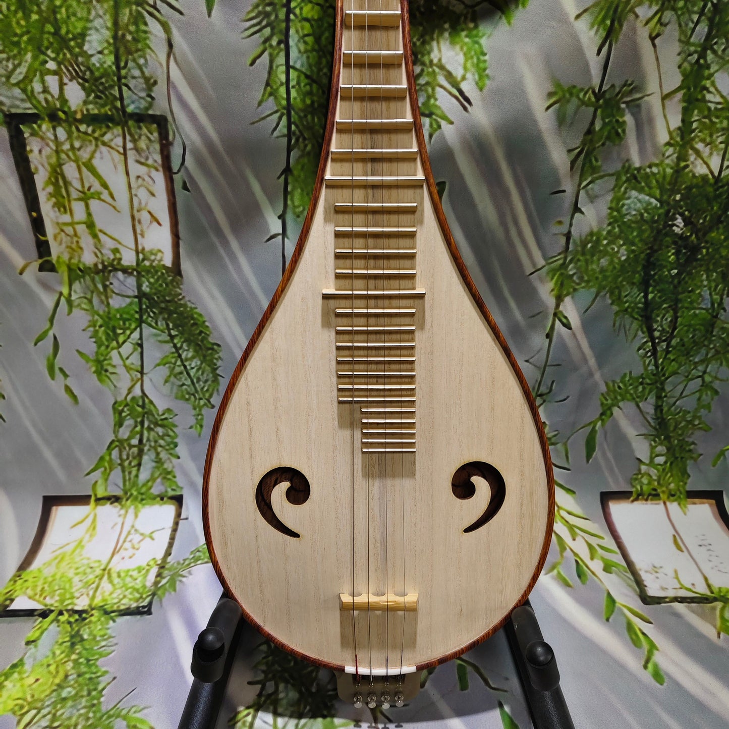 LANDTOM Aged Kosso (Pterocarpus erinaceus) Liuqin Professional Performance & Examination Grade Chinese Mandolin with Paulownia Soundboard, Comma-Shaped Sound Holes, 4-String Traditional Chinese Instrument