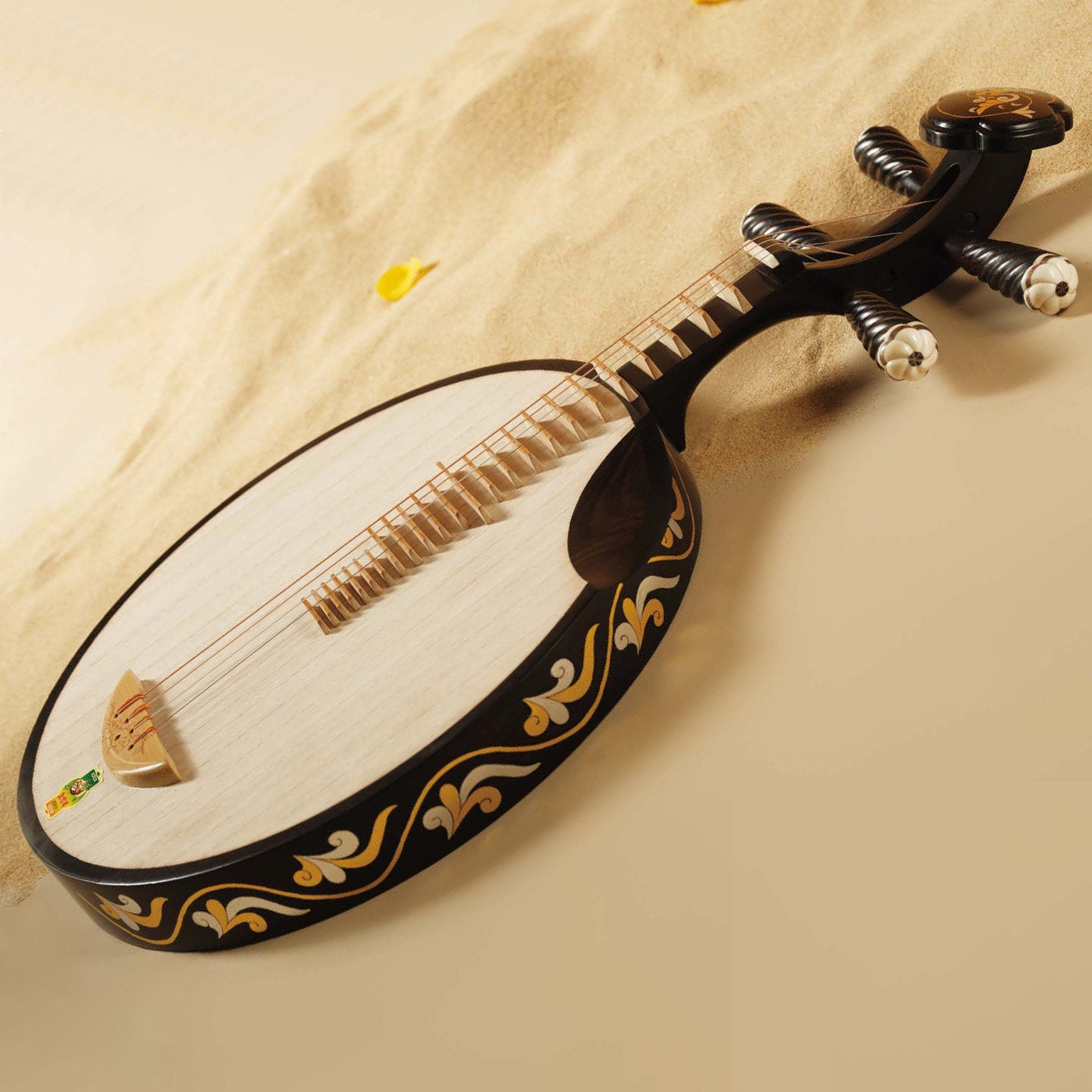 Dunhuang敦煌 24656KP "Dunhuang Reverie" Professional Ebony Yueqin, Paulownia Soundboard, Ebony Tuning Pegs, Folk & Peking Opera Chinese Moon Guitar