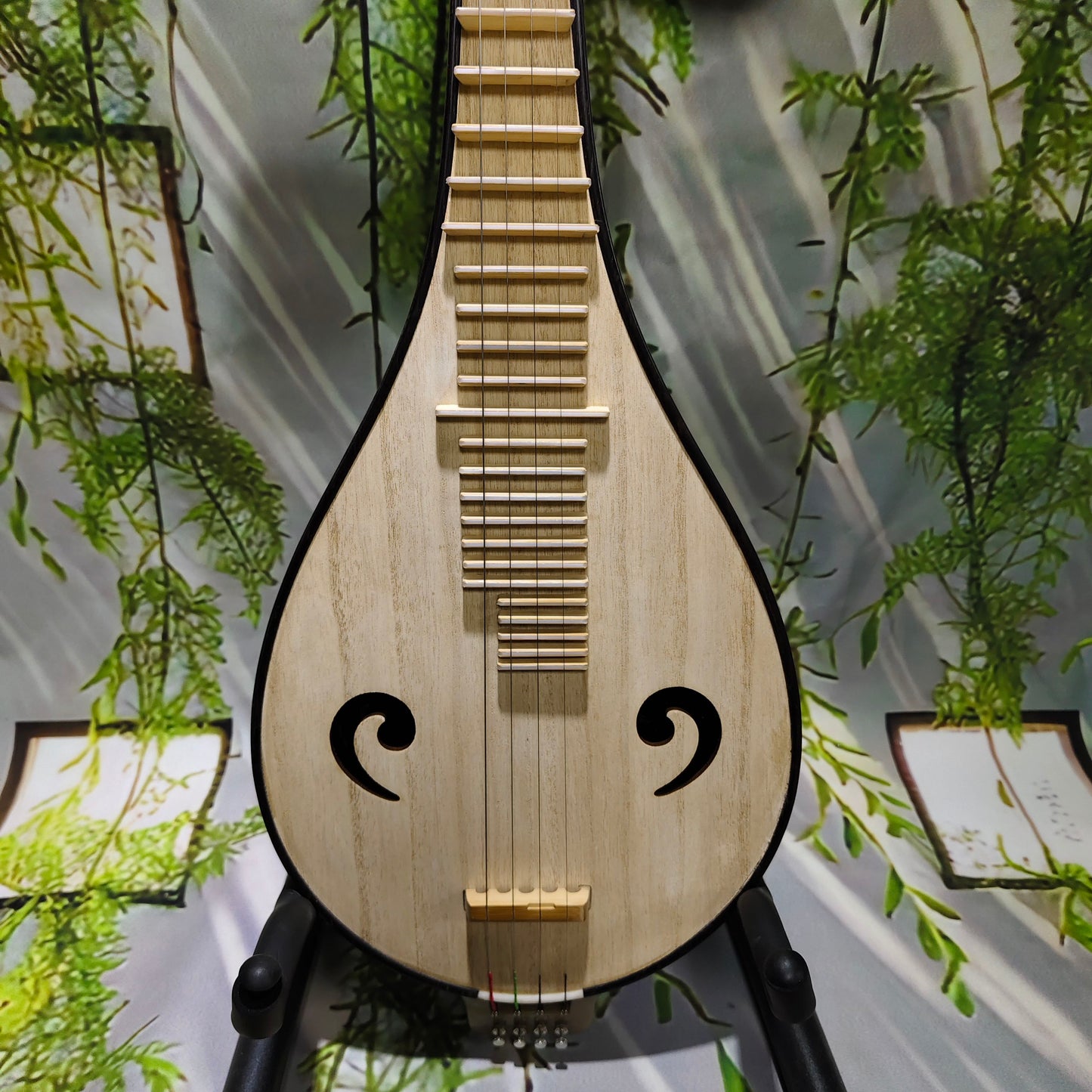 LANDTOM Selected Wenge Wood Liuqin Professional Performance & Examination Grade Chinese Mandolin with Paulownia Soundboard, Comma-Shaped Sound Holes & Peony Headstock, 4-String Traditional Chinese Instrument