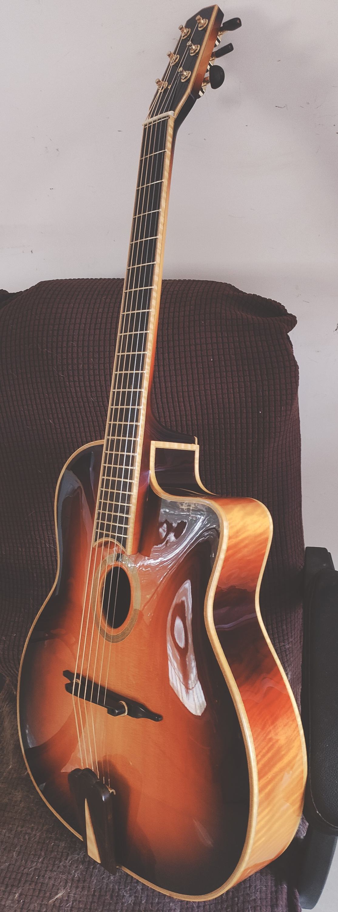 LANDTOM Gypsy Maple Jazz Guitars Customizable Acoustic Guitar- Brown Instruments Musical