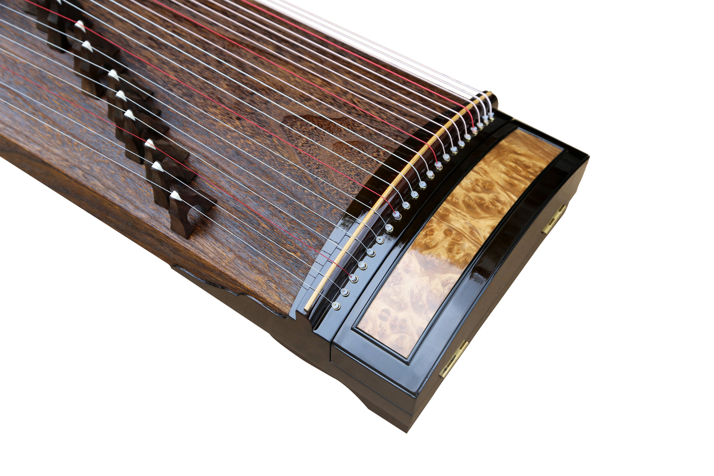 LANDTOM 130cm/51.2in "Ink Eclipse" Portable Guzheng, Professional Thick-Carved Mini Guzheng 厚挖筝, Grade A Lankao Paulownia Soundboard, Ebony Trim Small Guzheng