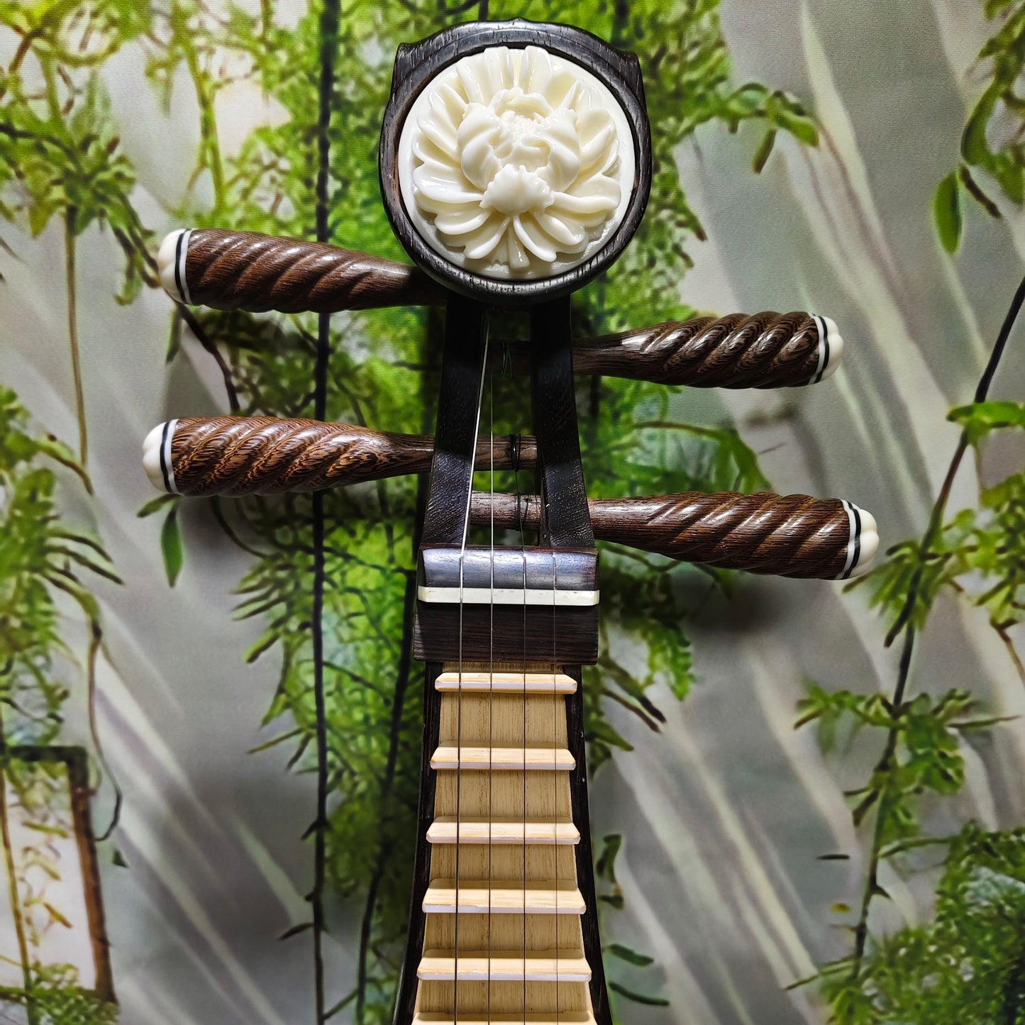LANDTOM Selected Wenge Wood Liuqin Professional Performance & Examination Grade Chinese Mandolin with Paulownia Soundboard, Comma-Shaped Sound Holes & Peony Headstock, 4-String Traditional Chinese Instrument