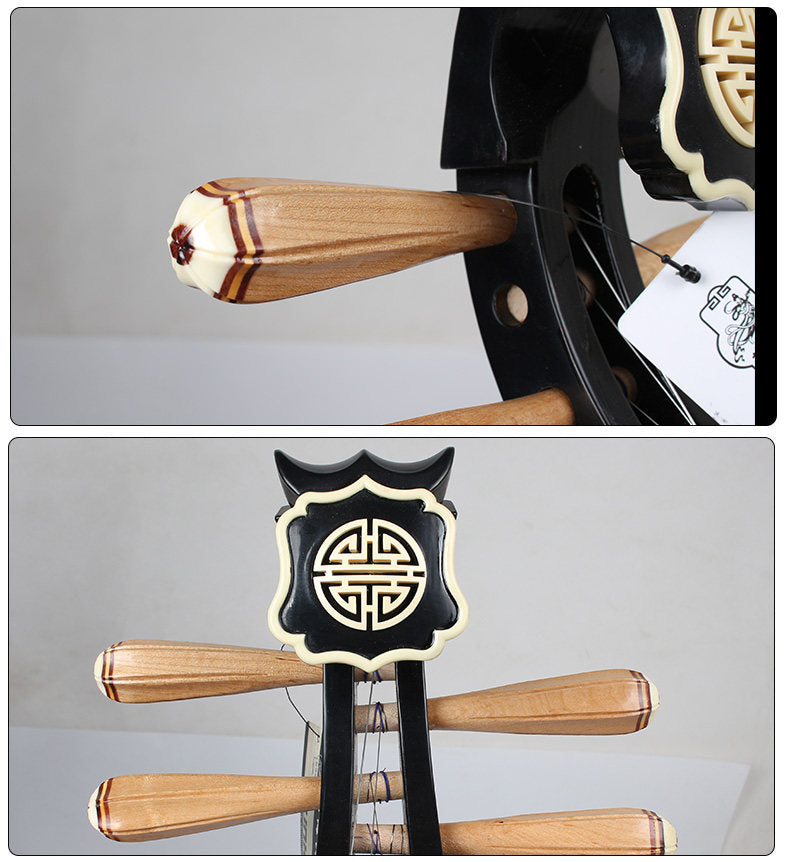Dunhuang敦煌 654 Ruyi Head Liuqin Beginner Chinese Mandolin with Paulownia Soundboard, Catalpa Wood Body and Rosewood Pegs with Bone Inlays, 4-String Traditional Chinese Instrument