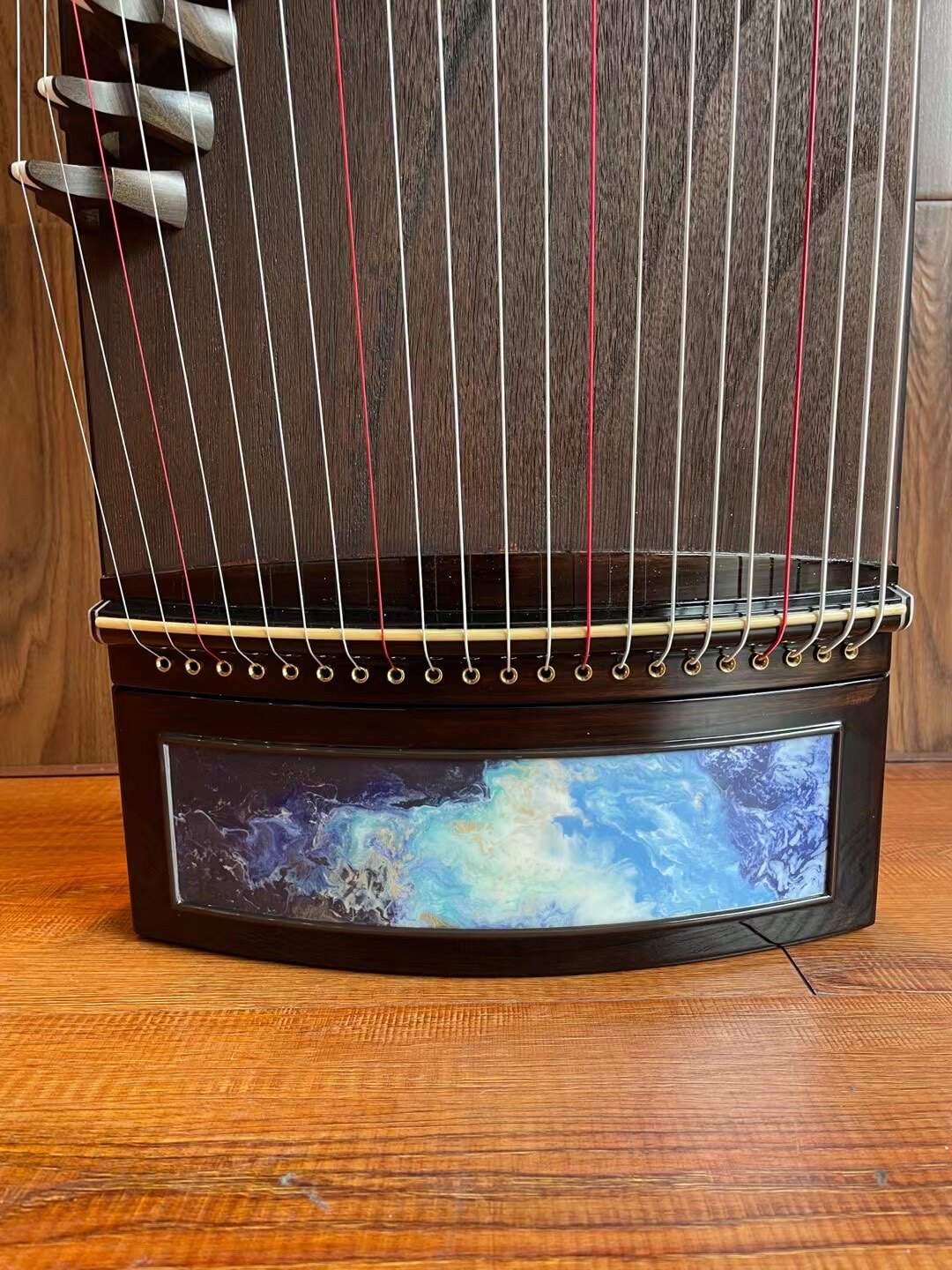 Zhuque朱雀 Azure Drift Professional Guzheng with Premium Lankao Paulownia Soundboard, African Rosewood Body, Ebony Bridges & Hollow-Carved Construction