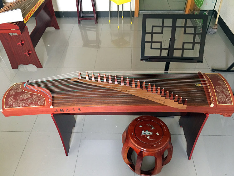 Dunhuang Guzheng 694T-R Rive Gauche Bloom 敦煌牌左岸花开 Redwood Professional Performance Grade 21-String Chinese Zither Traditional Instrument for Advanced Players
