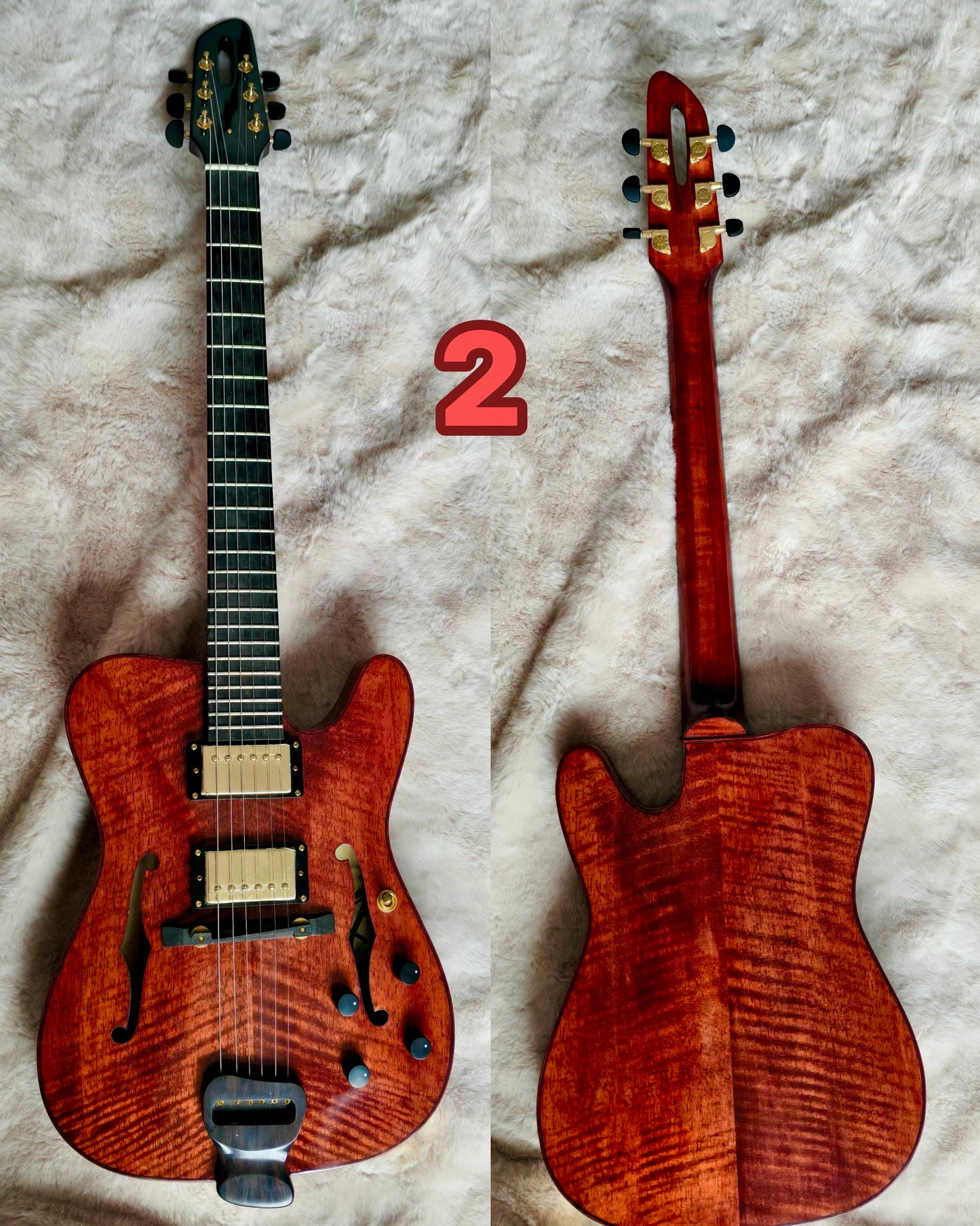 LANDTOM Fender Violinstyle Customizable Electric Guitar for Telecaster Type Carved Maple Spruce Top Jazz Hollow Body Archtop Guitar