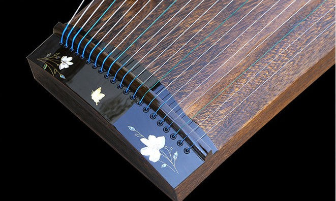 LANDTOM 88cm/34.6in "Jade Whisper" Portable Guzheng, Professional Thick-Carved Mini Guzheng 厚挖筝, Grade A Lankao Paulownia Soundboard, Ebony Trim, Mother-of-Pearl Inlay Small Guzheng