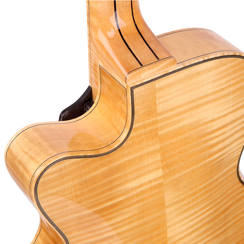 LANDTOM Customizable Handmade 15-Inch Maple Wood Jazz Guitar with Ebony Fingerboard Hollow Body Jazz Guitar