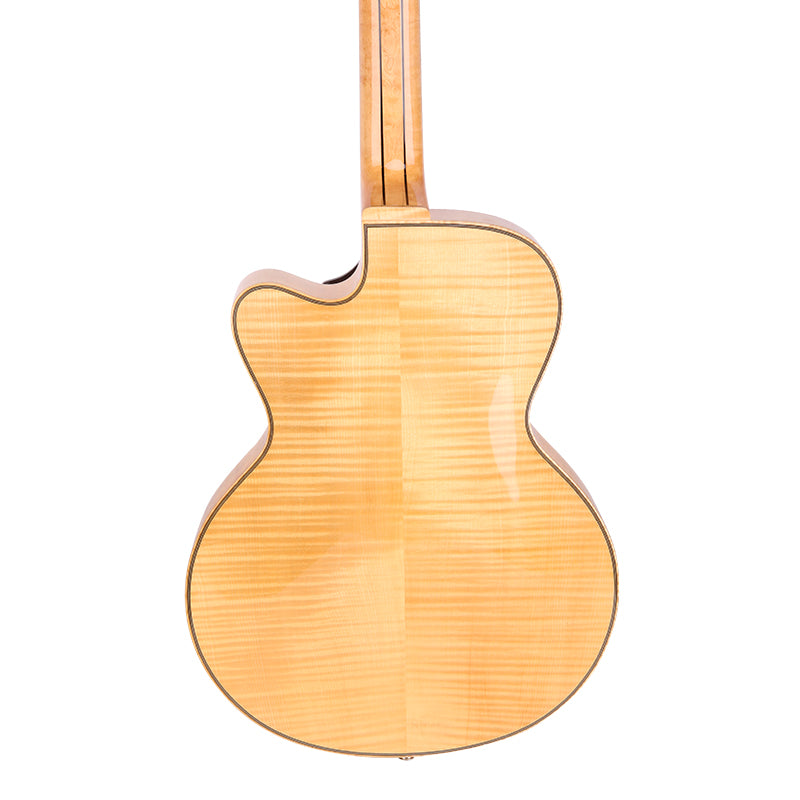 LANDTOM Customizable Handmade 15-Inch Maple Wood Jazz Guitar with Ebony Fingerboard Hollow Body Jazz Guitar