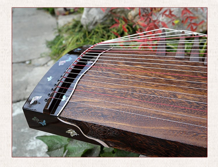 LANDTOM 100cm/39.4in "Butterfly Serenity" Portable Guzheng, Professional One-Piece Carved Mini Guzheng整挖筝, Grade A Lankao Paulownia Soundboard, Ebony Trim Small Guzheng