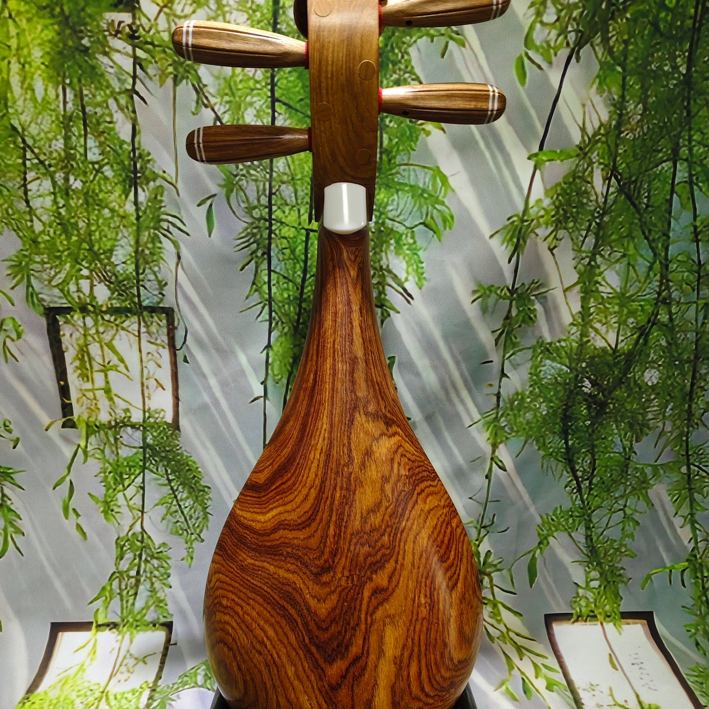 LANDTOM Aged Kosso (Pterocarpus erinaceus) Liuqin Professional Performance & Examination Grade Chinese Mandolin with Paulownia Soundboard, Comma-Shaped Sound Holes, 4-String Traditional Chinese Instrument