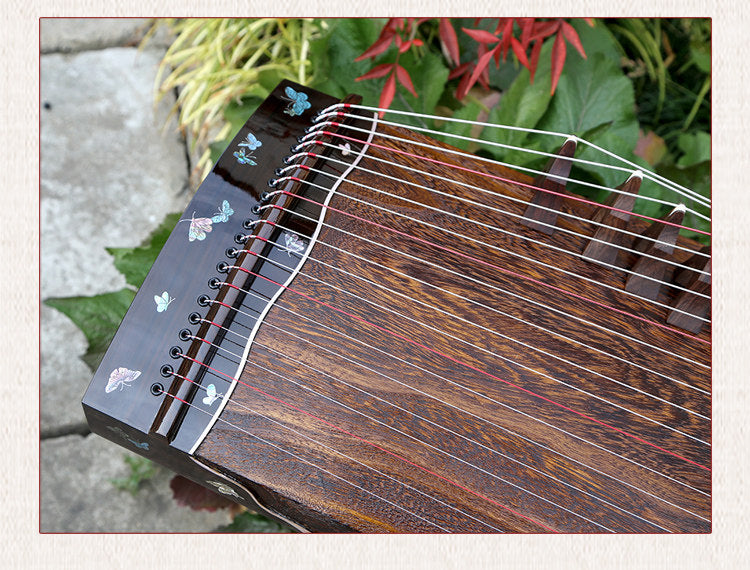 LANDTOM 100cm/39.4in "Butterfly Serenity" Portable Guzheng, Professional One-Piece Carved Mini Guzheng整挖筝, Grade A Lankao Paulownia Soundboard, Ebony Trim Small Guzheng