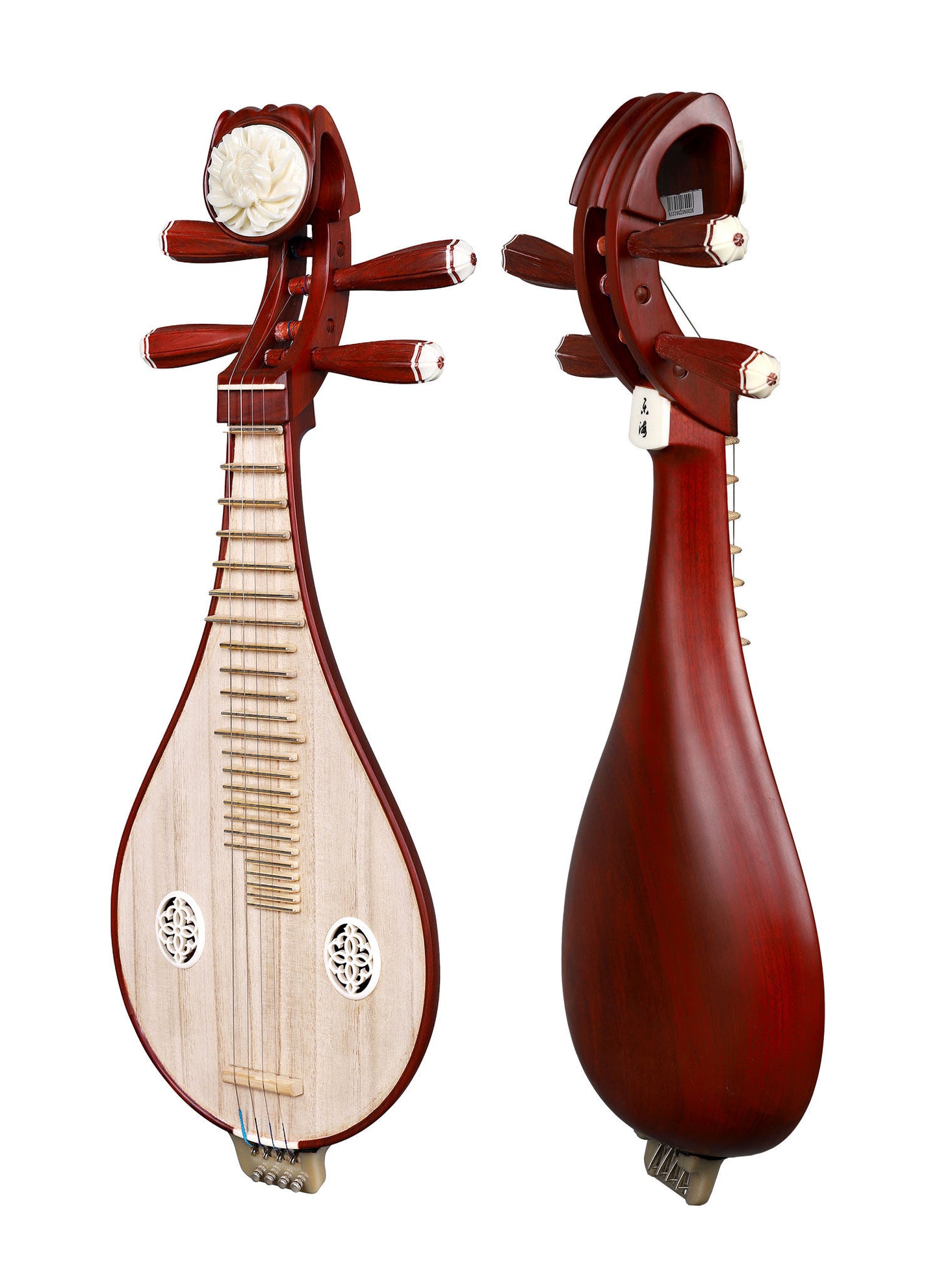 Yuehai乐海 412-2 Liuqin Beginner & Performance Grade Chinese Mandolin with Paulownia Soundboard, African Padauk Body, Brass Fine Tuning Tailpiece & Peony Headstock, 4-String Traditional Chinese Instrument