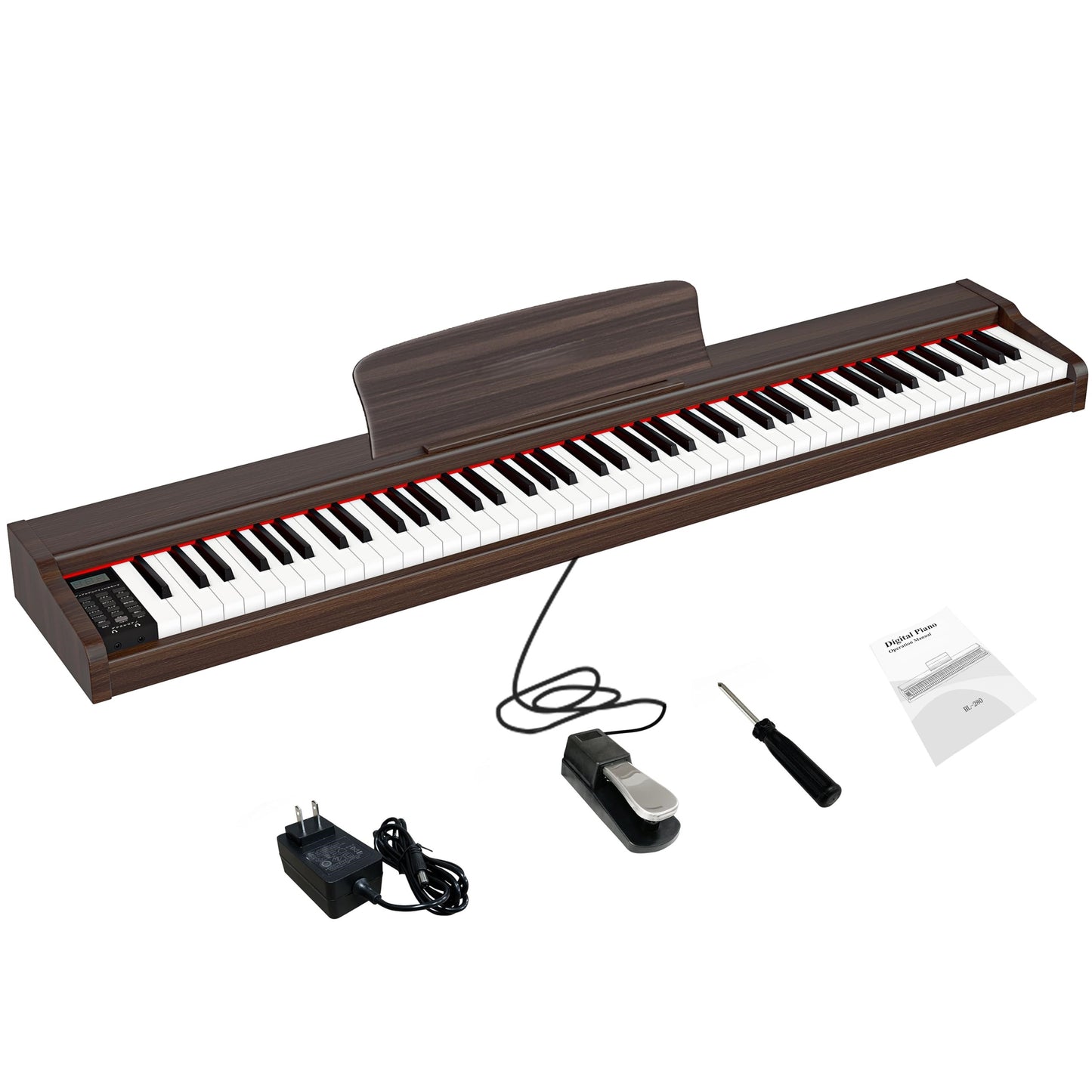 LANDTOM 88 Keys Digital Piano Keyboard, Full Size Electric Pianos for Beginners, Portable Wooden electronic Piano with Pedal, Support USB MIDI