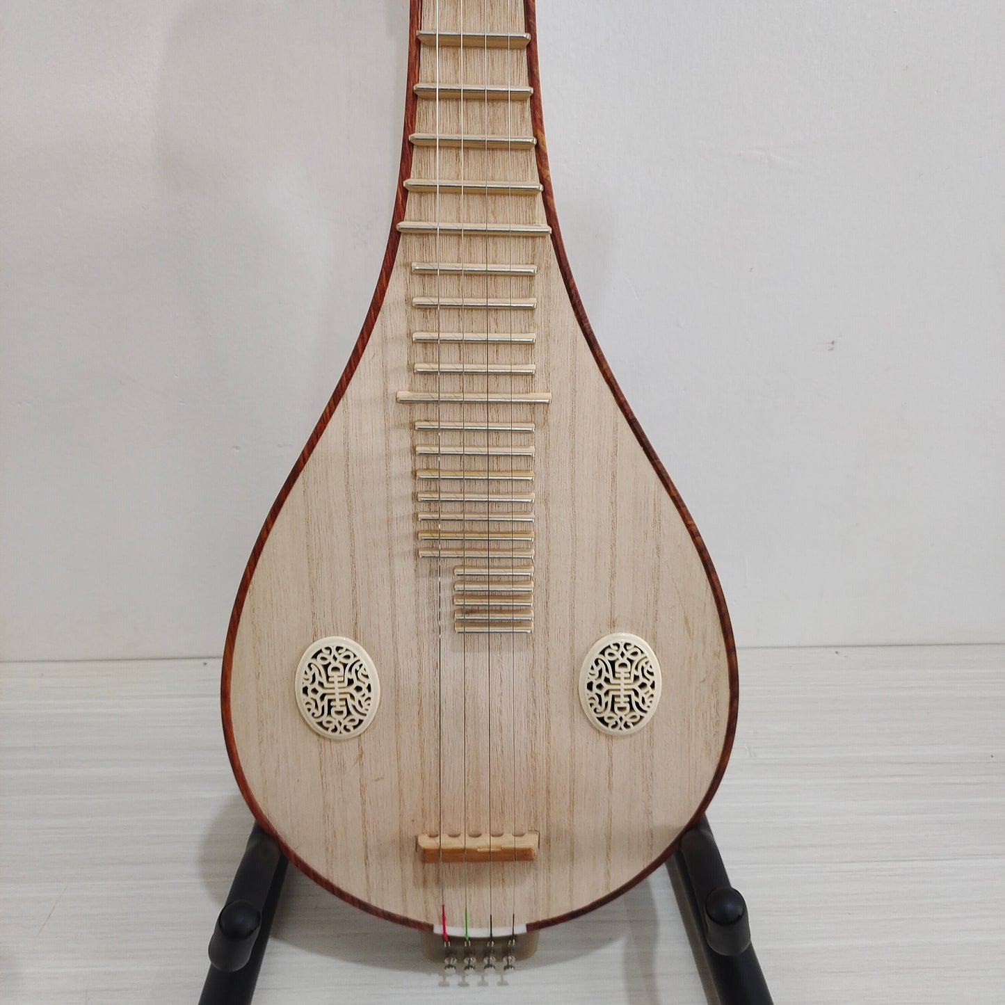 LANDTOM Selected Kosso (Pterocarpus erinaceus) Wood Liuqin Professional Performance & Examination Grade Chinese Mandolin with Paulownia Soundboard & Peony Headstock, 4-String Traditional Chinese Instrument