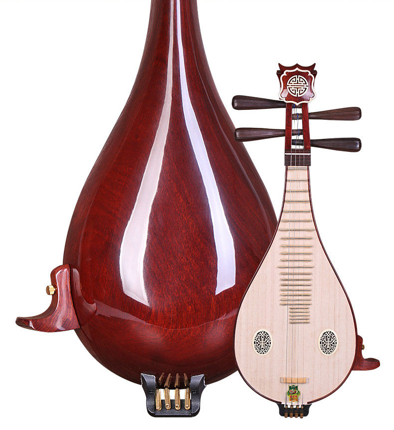 Dunhuang敦煌 651 Professional Liuqin Paulownia Soundboard, Dalbergia Rosewood Body & Aged Rosewood Six-Ridged Tuning Pegs, 4-String Chinese Mandolin for Performance & Examinations