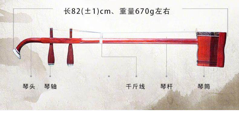 Huqiu 5109 Rosewood Erhu Professional Chinese Two-String Instrument for Beginners & Intermediate Players with Huqiu Hard Case