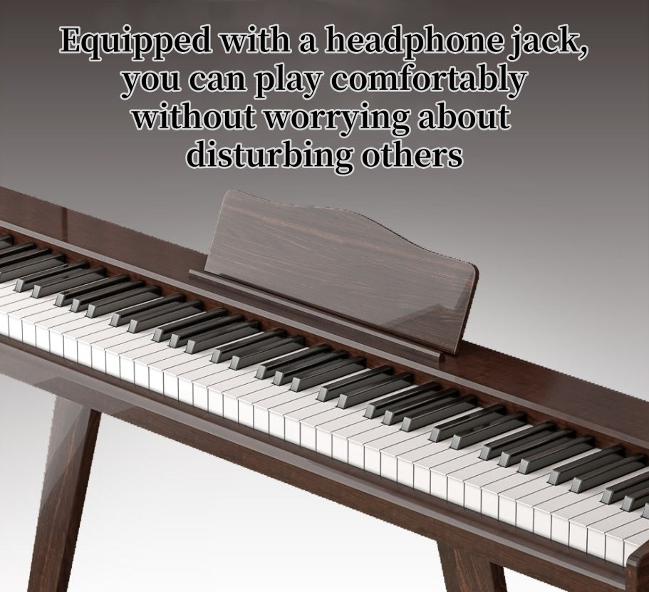 LANDTOM Walnut color DDP-80 Digital Piano Keyboard 88 Keys Weighted, Hammer Action II, Home Electric Piano Full Size with Stand, Triple Pedal, MIDI Connecting and Headphone Interface