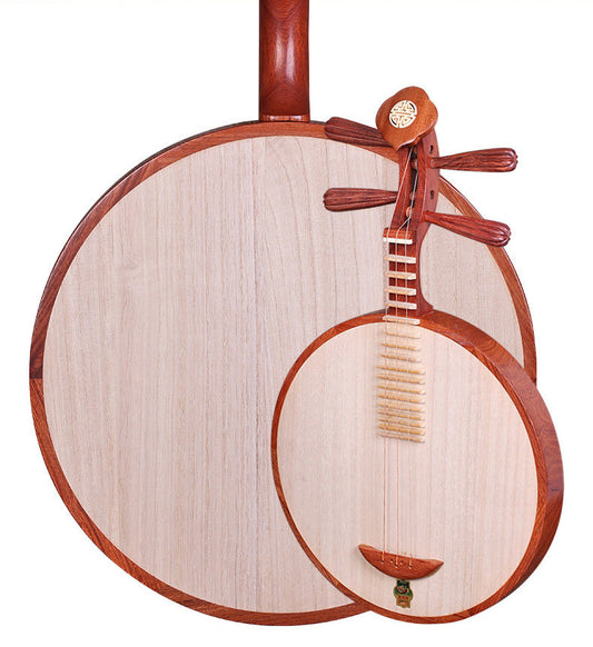 Dunhuang敦煌 637 Beginner Yueqin 3-String, 17-Fret with Paulownia Soundboard, Rosewood Body, Dalbergia Rosewood 8-Ridge Tuning Pegs & Ruyi Headstock