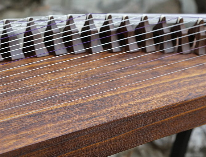 LANDTOM 100cm/39.4in Handcrafted Portable Small Guzheng Professional Performance & Examination Grade with Thick Hollow-Carved Paulownia Soundboard, Ebony Trim, Mini Guzheng Tidal Whisper