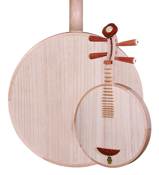 Dunhuang敦煌 636 Beginner Yueqin 3-String, 17-Fret with Paulownia Soundboard, Dyed Hardwood Body, Ironwood 24-Ridge Tuning Pegs & Ruyi Headstock