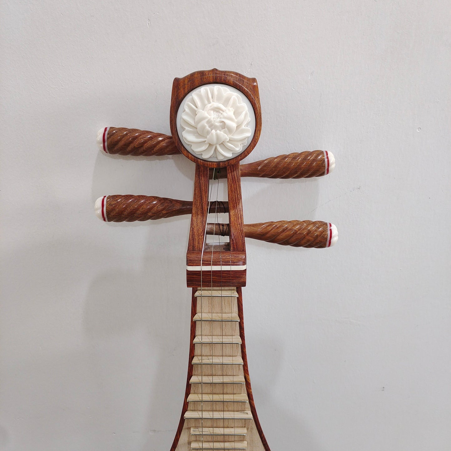 LANDTOM Selected Kosso (Pterocarpus erinaceus) Wood Liuqin Professional Performance & Examination Grade Chinese Mandolin with Paulownia Soundboard & Peony Headstock, 4-String Traditional Chinese Instrument