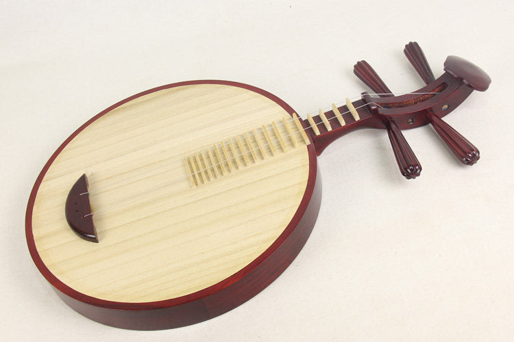 LANDTOM Beginner Rosewood Folk Yueqin with Paulownia Soundboard, Rounded Body Design, Traditional Chinese Moon Guitar for Entry-Level Players & Folk Music Performance