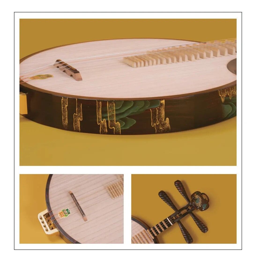 Dunhuang敦煌 20656KKKP "Emerald Horizons" Master-Level Aged Rosewood Yueqin, Paulownia Soundboard, Aged Rosewood Tuning Pegs, Folk & Peking Opera Chinese Moon Guitar