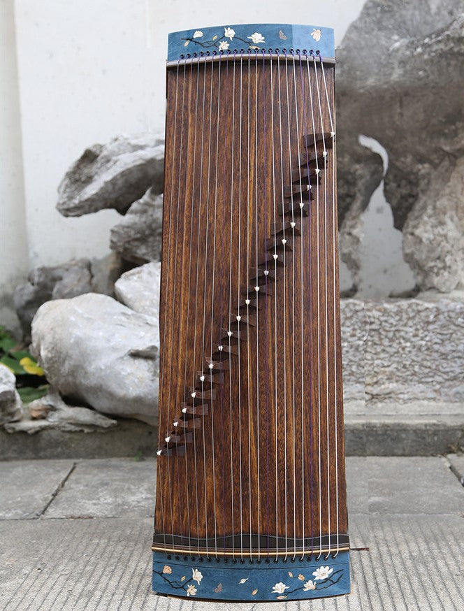 LANDTOM 100cm/39.4in Handcrafted Portable Small Guzheng Professional Performance & Examination Grade with Thick Hollow-Carved Paulownia Soundboard, Ebony Trim, Mini Guzheng Tidal Whisper