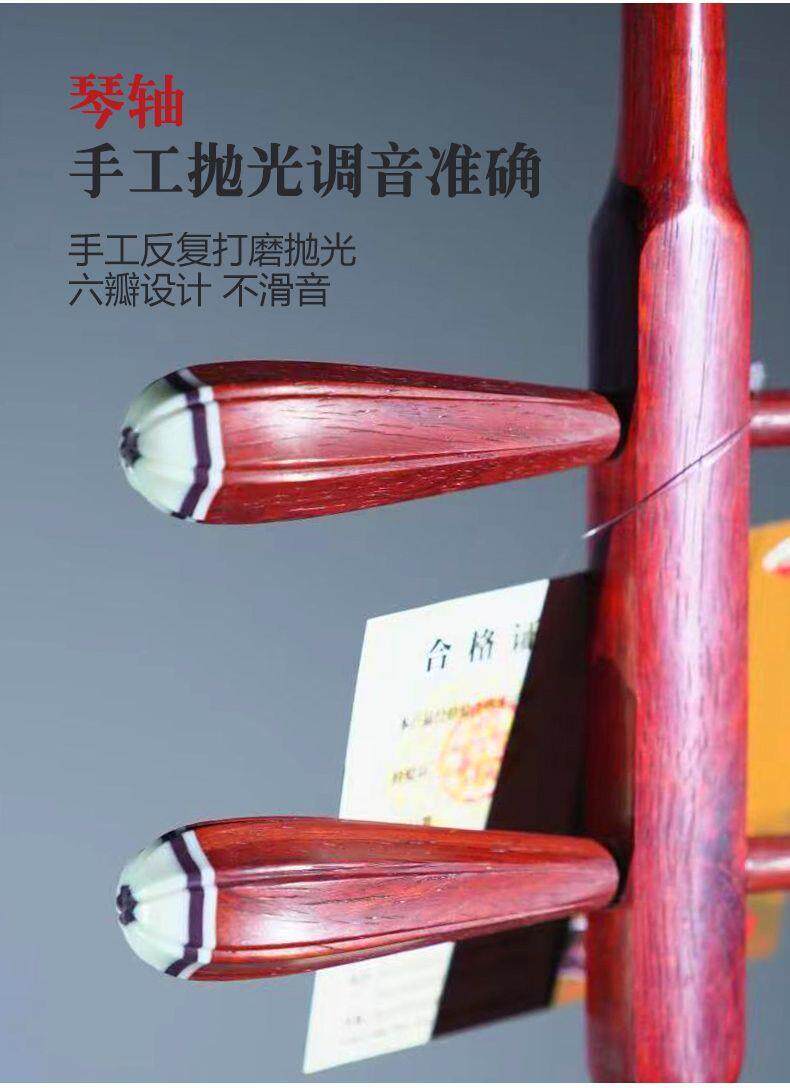 Huqiu 5109 Rosewood Erhu Professional Chinese Two-String Instrument for Beginners & Intermediate Players with Huqiu Hard Case