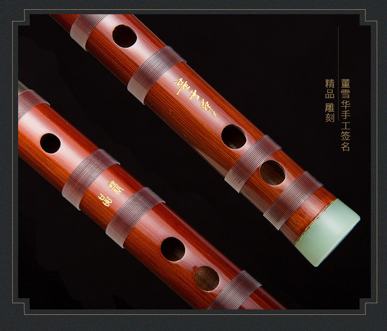 LANDTOM Selected Professional Bamboo Dizi 8885 Bitter Bamboo Chinese Transverse Flute C D E F Key Made & Signed by Dong Xuehua