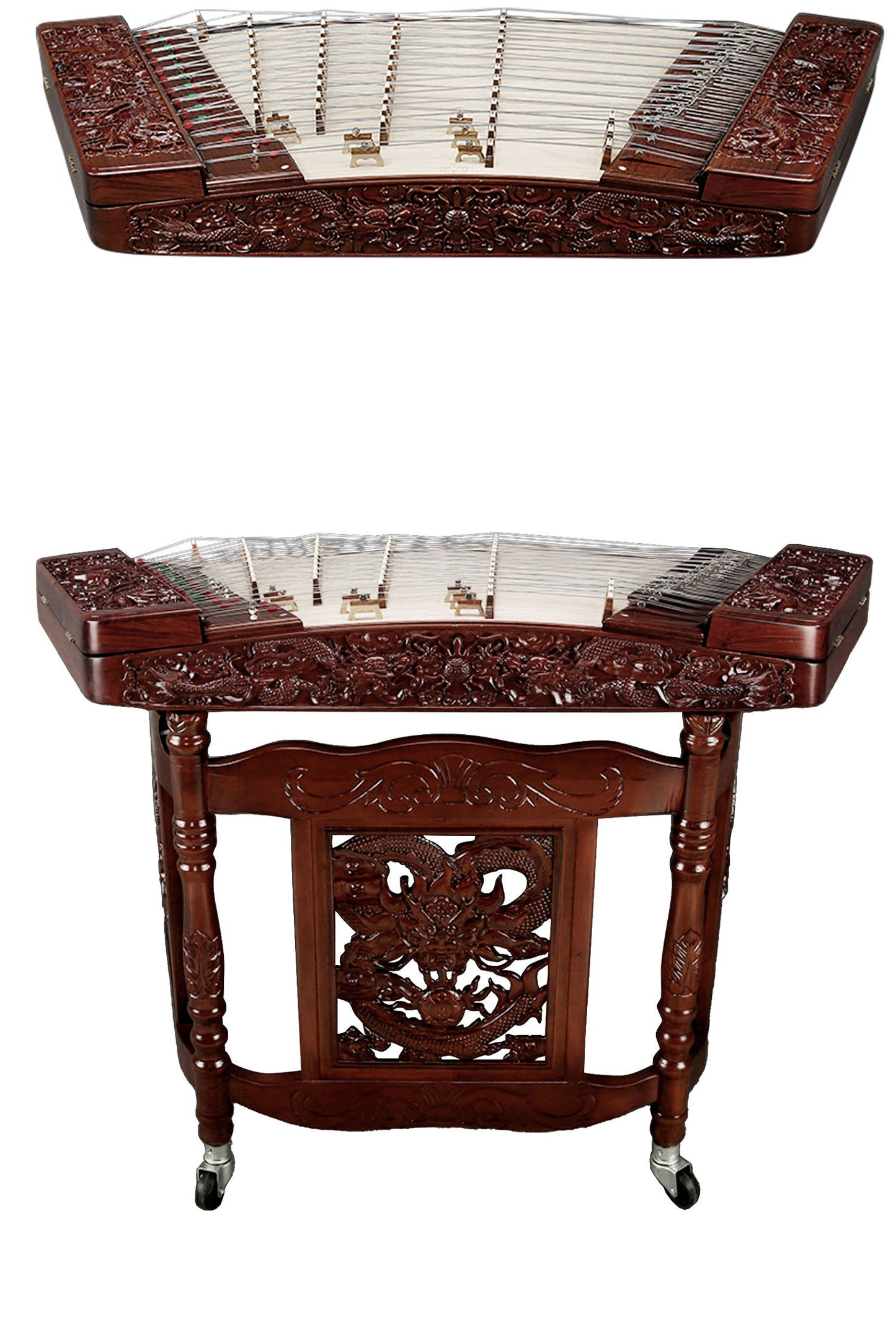 Yuehai（乐海) Brand Red Wamara 402 Yangqin 623F-A with Dragon Relief Carving For Professional Grade / Examination & Performance Use