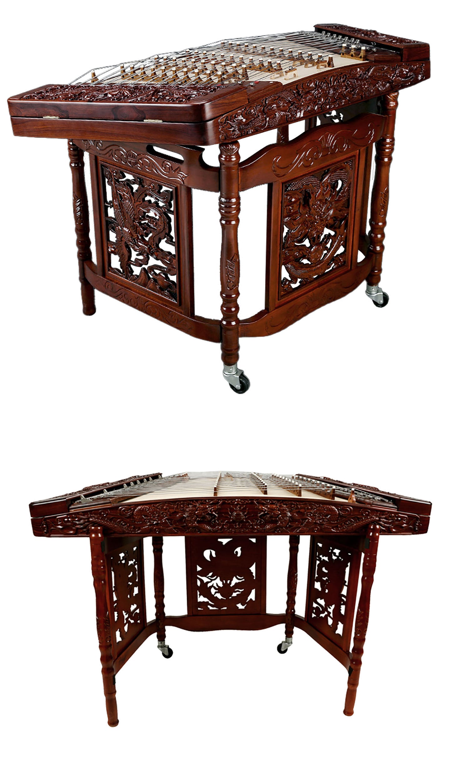 Yuehai（乐海) Brand Red Wamara 402 Yangqin 623F-A with Dragon Relief Carving For Professional Grade / Examination & Performance Use