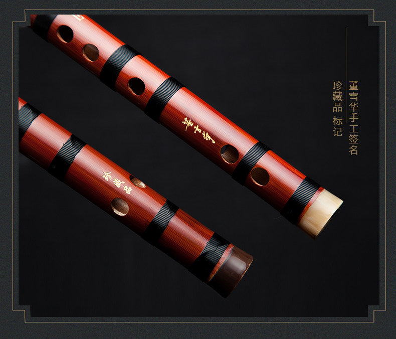 LANDTOM Selected Dong Xuehua Handcrafted Professional Bamboo Dizi Flute Premium Bitter Bamboo Performance Chinese Transverse Flute Collectible Musical Instrument