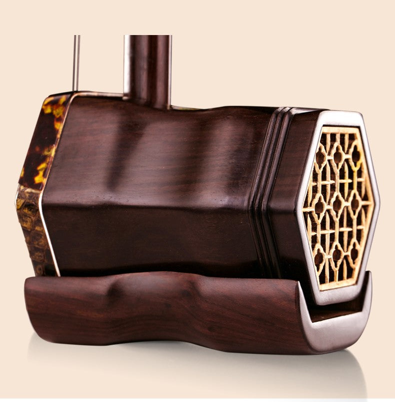 LANDTOM Recommended Huqiu Old Rosewood Erhu Chinese 2-string Violin Fiddle Musical Instrument With Accessories Concert Level Expert Authentication Signature Erhu Gold Seal Python Skin