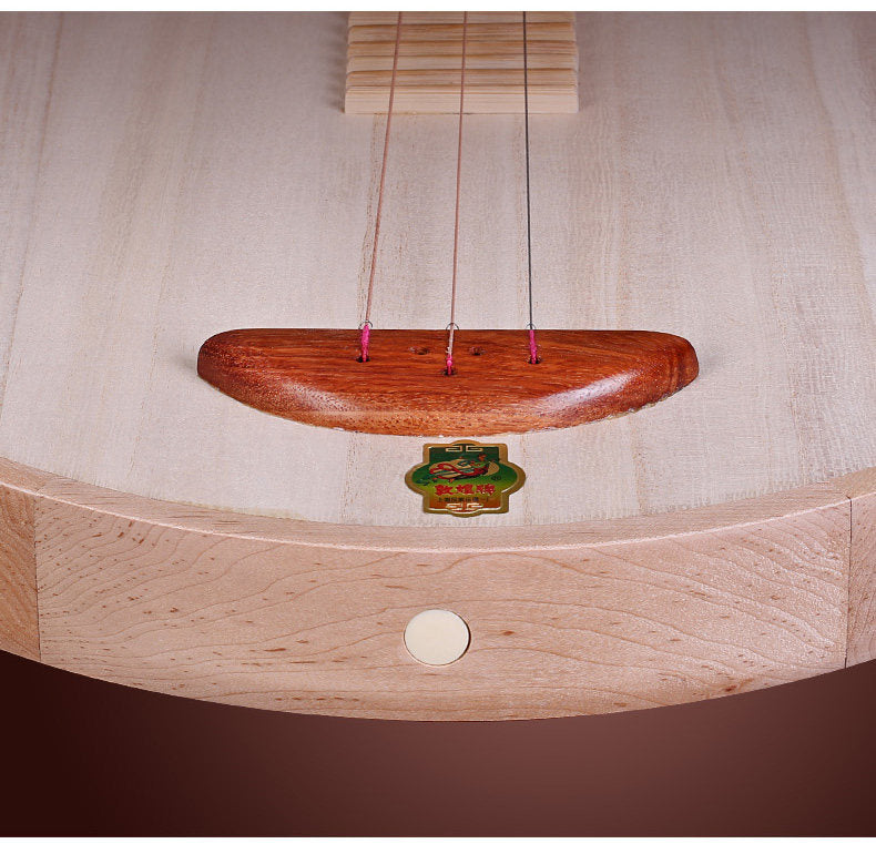 Dunhuang敦煌 636 Beginner Yueqin 3-String, 17-Fret with Paulownia Soundboard, Dyed Hardwood Body, Ironwood 24-Ridge Tuning Pegs & Ruyi Headstock
