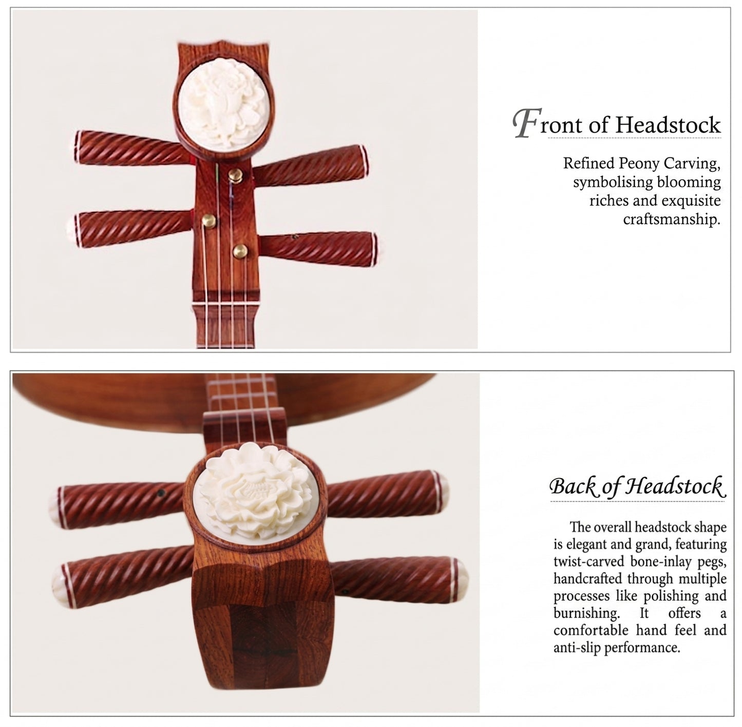 LANDTOM Selected Burmese Rosewood (Dalbergia oliveri) Zhongruan Professional Performance Grade with Paulownia Soundboard, Cutaway Body, Peony Headstock