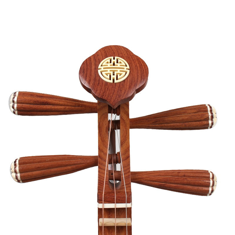 Dunhuang敦煌 638 Professional Rosewood Yueqin, Paulownia Soundboard, Ruyi Headstock, Rosewood Tuning Pegs with Bone Inlays, Folk & Peking Opera Chinese Moon Guitar