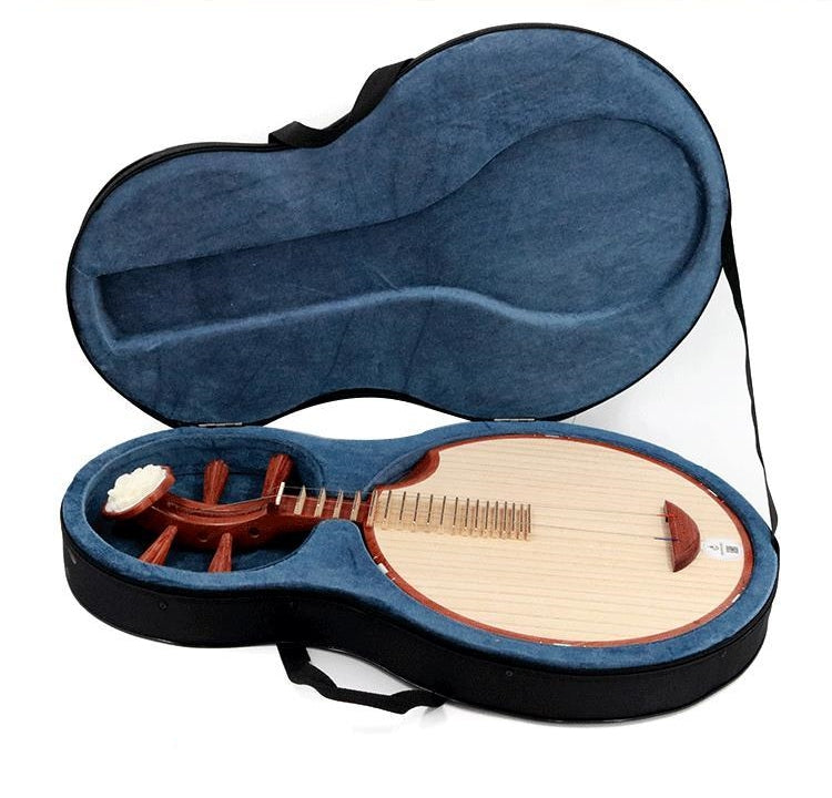 LANDTOM Beginner Rosewood Peking Opera Yueqin with Paulownia Soundboard, Rounded Body, Peony Headstock, Traditional Chinese Moon Guitar for Students