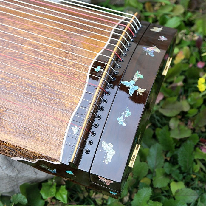 LANDTOM 100cm/39.4in "Butterfly Serenity" Portable Guzheng, Professional One-Piece Carved Mini Guzheng整挖筝, Grade A Lankao Paulownia Soundboard, Ebony Trim Small Guzheng