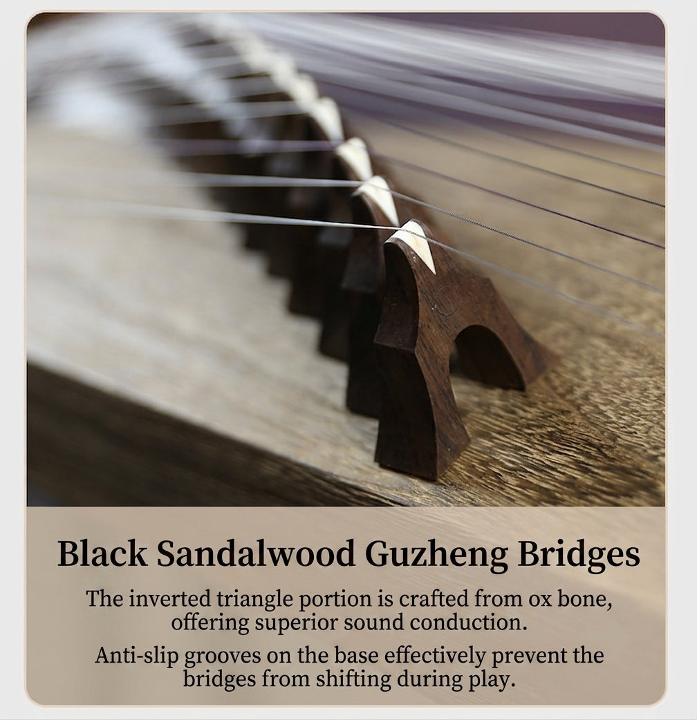Xiansheng仙声 100cm/39.4in Portable Travel Guzheng One-Piece Hollow-Carved Construction 21-String Professional Beginner Guzheng with Grade-A Lankao Paulownia Soundboard, Broadleaf Rosewood Side Panels & Mother-of-Pearl Inlay, Mini Guzheng, Small Guzheng