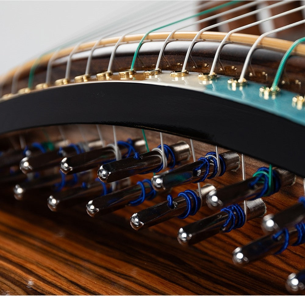 LANDTOM 135cm/53.1in Celestial Crane Portable Guzheng, Professional Carved Mini Guzheng挖筝, Grade A Lankao Paulownia Soundboard, Teak Trim Small Guzheng