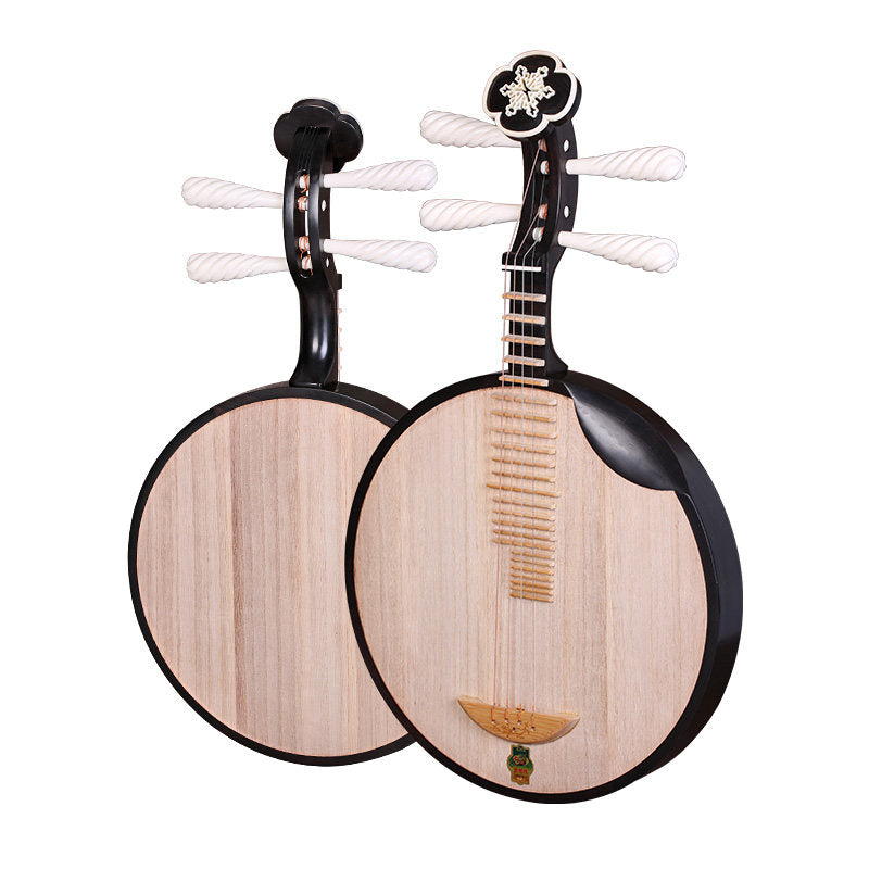 Dunhuang敦煌 656K Professional Ebony Yueqin, Paulownia Soundboard, Camel Bone Twisted Tuning Pegs, Xuemei Headstock, Folk & Peking Opera Chinese Moon Guitar