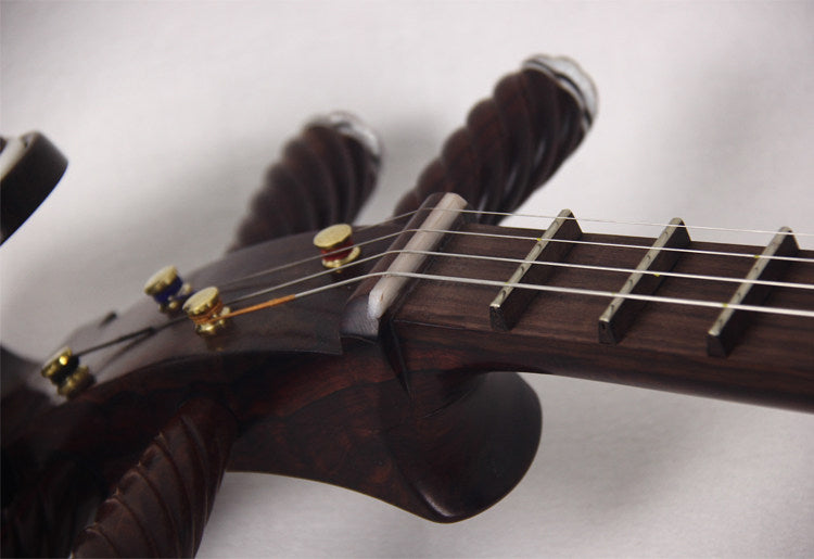 LANDTOM East Indian Rosewood (Dalbergia latifolia) Zhongruan Professional Performance & Collector's Grade with Grade-A Paulownia Soundboard, Rounded Body & Round Sound Holes
